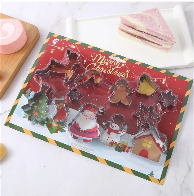 Bakewareind Assorted Christmas Stainless Steel Cookie Cutters, 12 Pcs Set