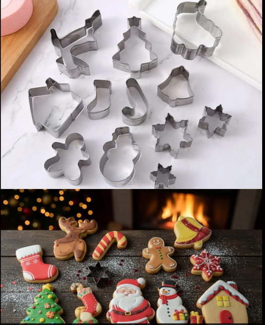 Bakewareind Assorted Christmas Stainless Steel Cookie Cutters, 12 Pcs Set