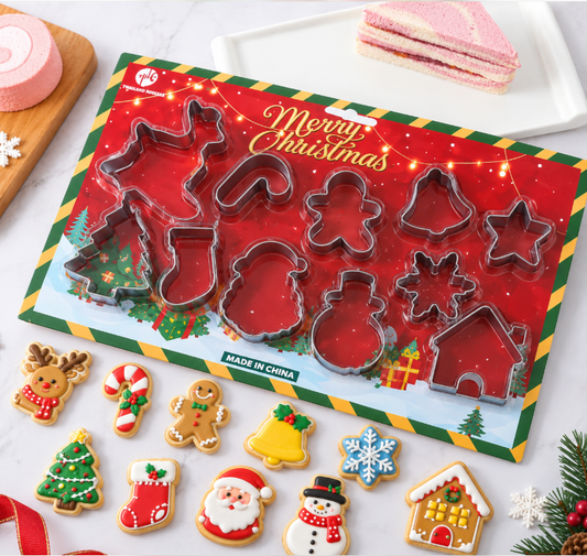 Bakewareind Assorted Christmas Stainless Steel Cookie Cutters, 12 Pcs Set