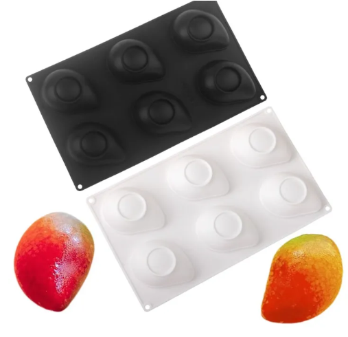 Bakewareind 3D Mango Mousse Fruit Chocolate Silicone Mould, 6 cavity
