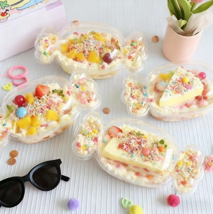 Bakewareindia Transparent Candy-Shaped Dessert Container with Lid,5pc Pack
