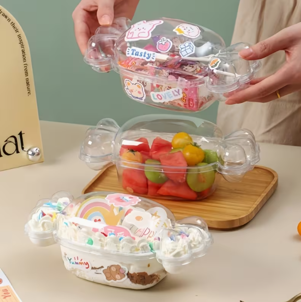 Bakewareindia Transparent Candy-Shaped Dessert Container with Lid,5pc Pack