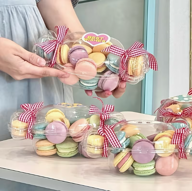 Bakewareindia Transparent Candy-Shaped Dessert Container with Lid,5pc Pack