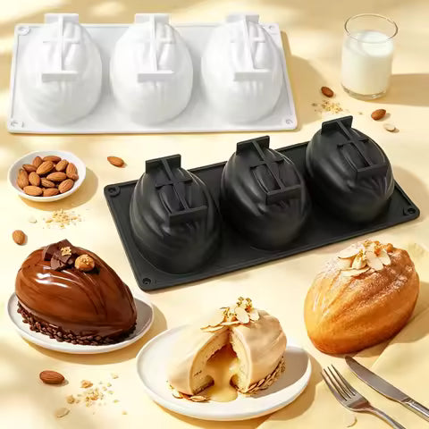 Bakewareind Almond, Cocoa Bean Shape Silicone Mousse Chocolate mould, 3 Cavity