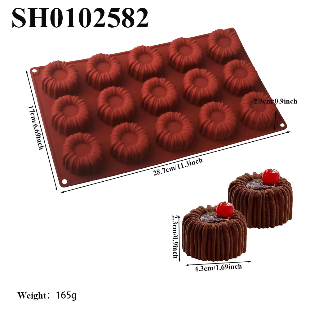 Bakewareind Charlotte Entremet Mousse Bundt Cake Silicone Mould,15cavity