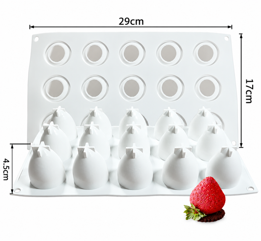 Bakewareind 3D Strawberry Mousse Fruit Silicone Chocolate Mould, 15 Cavity