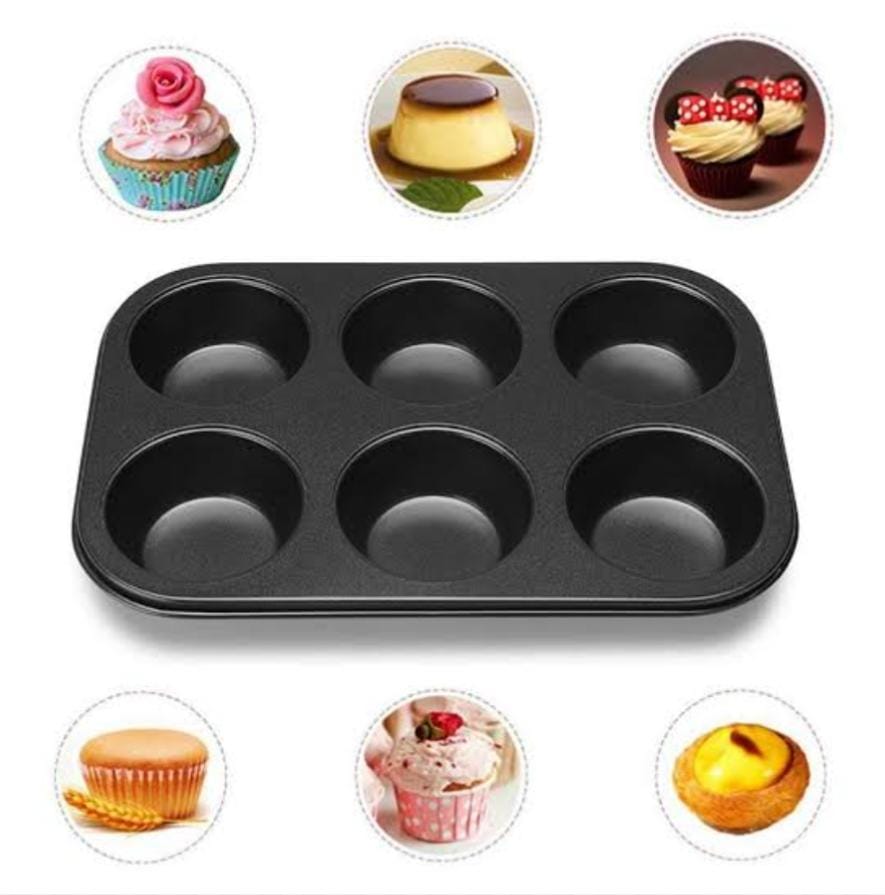 Bakewareind Nonstick Muffin Tray Pan for Cupcakes, 6 Cavity