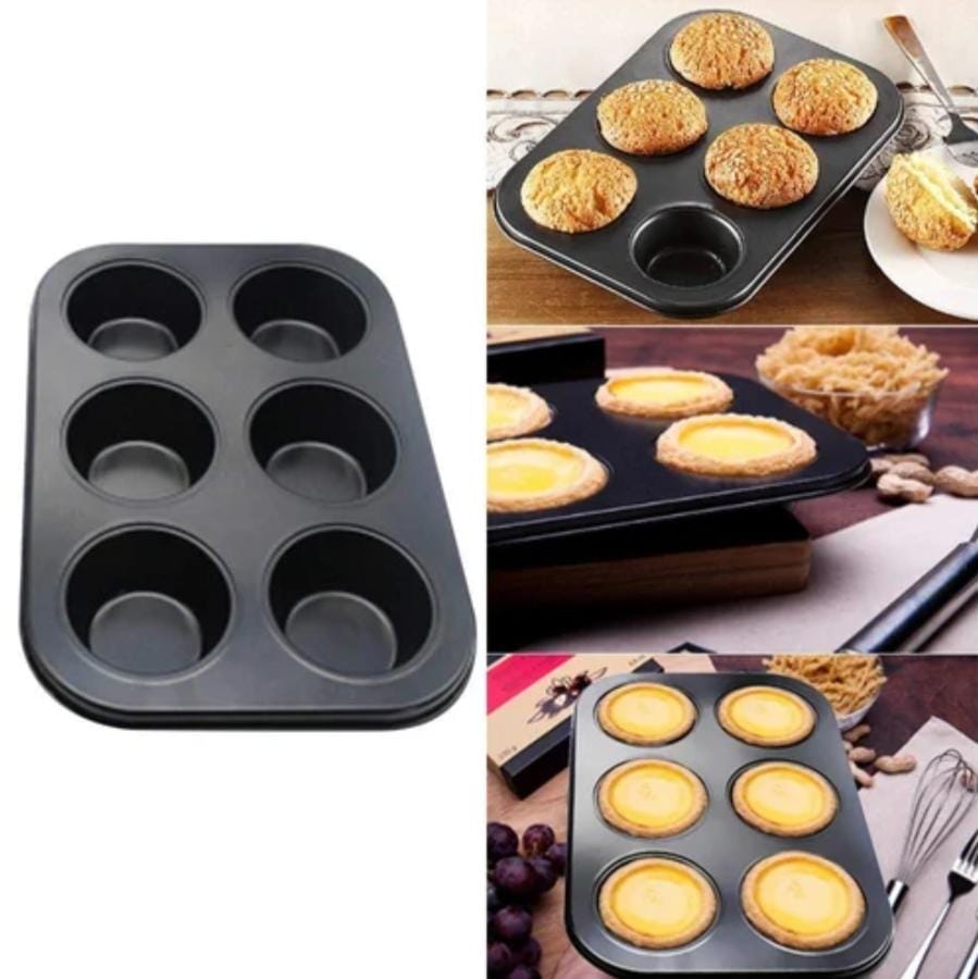 Bakewareind Nonstick Muffin Tray Pan for Cupcakes, 6 Cavity
