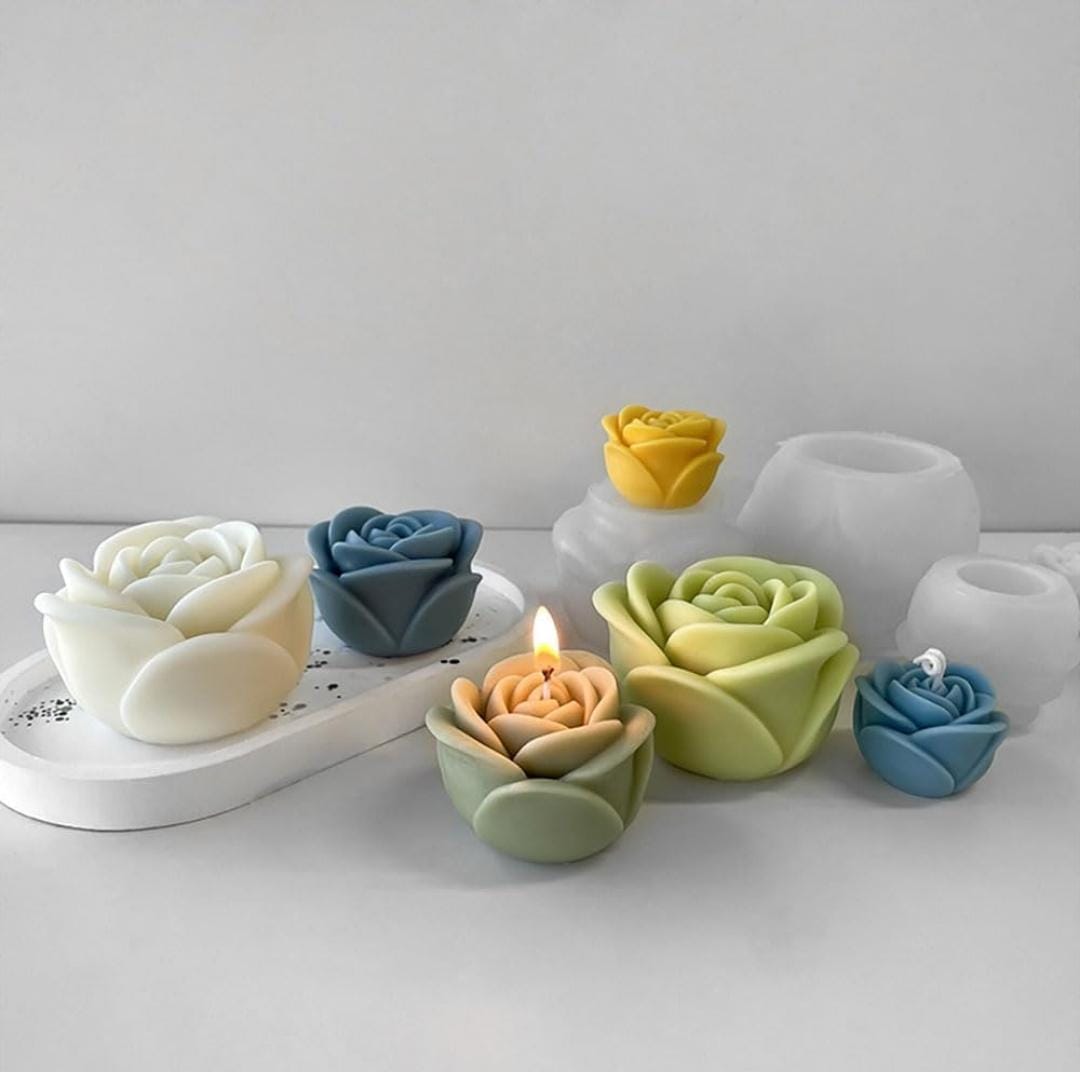 Lyba Moulds 3D Rose Flower Candle Silicone Mould
