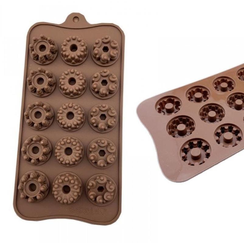 Bakewareind Dount Shape chocolate bar Silicone mould ,15 Cavity