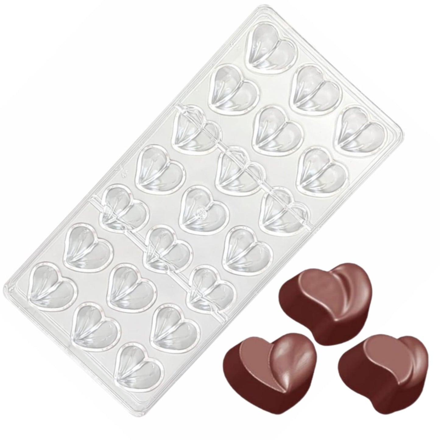 Bakewareind 3D Heart Polycarbonate Chocolate Mould, 21 cavity