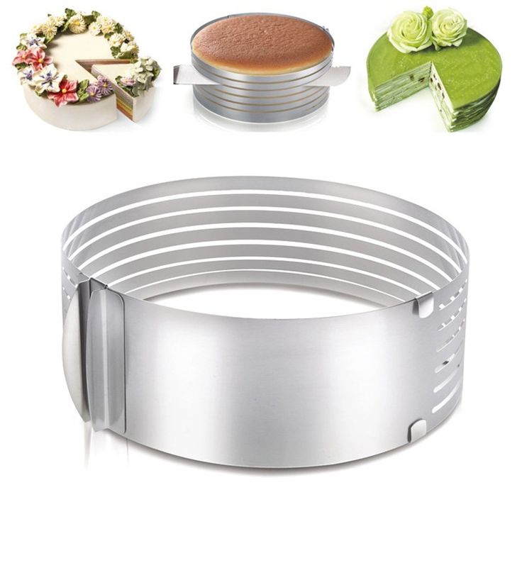 Bakewareind Adjustable Leveler Layer Slicer Cake Ring With Clip, Round