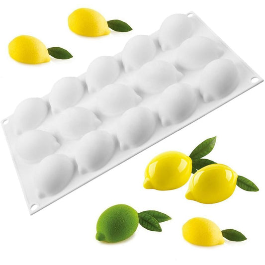 Bakewareind 3D Lemon Fruit French Mousse Silicone Chocolate Mould, 15 Cavity