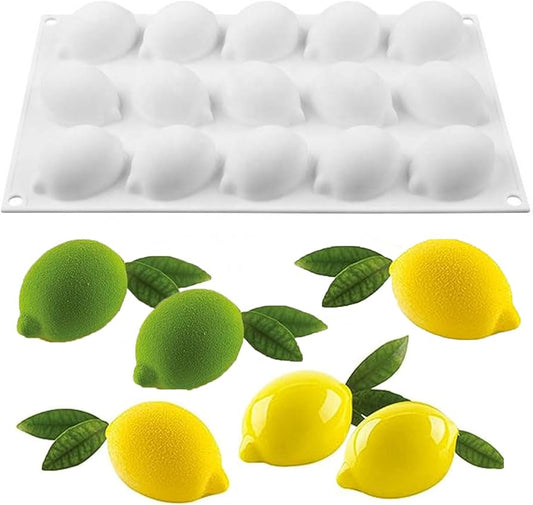 Bakewareind 3D Lemon Fruit French Mousse Silicone Chocolate Mould, 15 Cavity