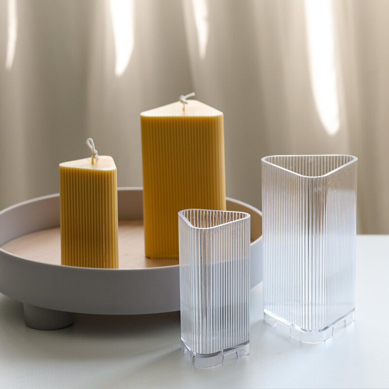 Lyba Moulds Ribbed Prism Triangle Polycarbonate Pillar Candle Mould (Select Size)