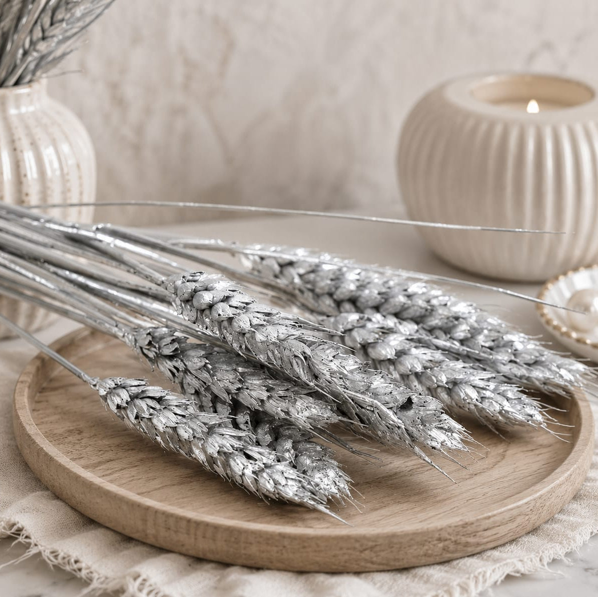 Bakewareind Dried Wheat Grass Cake Topper, Silver, 12pcs
