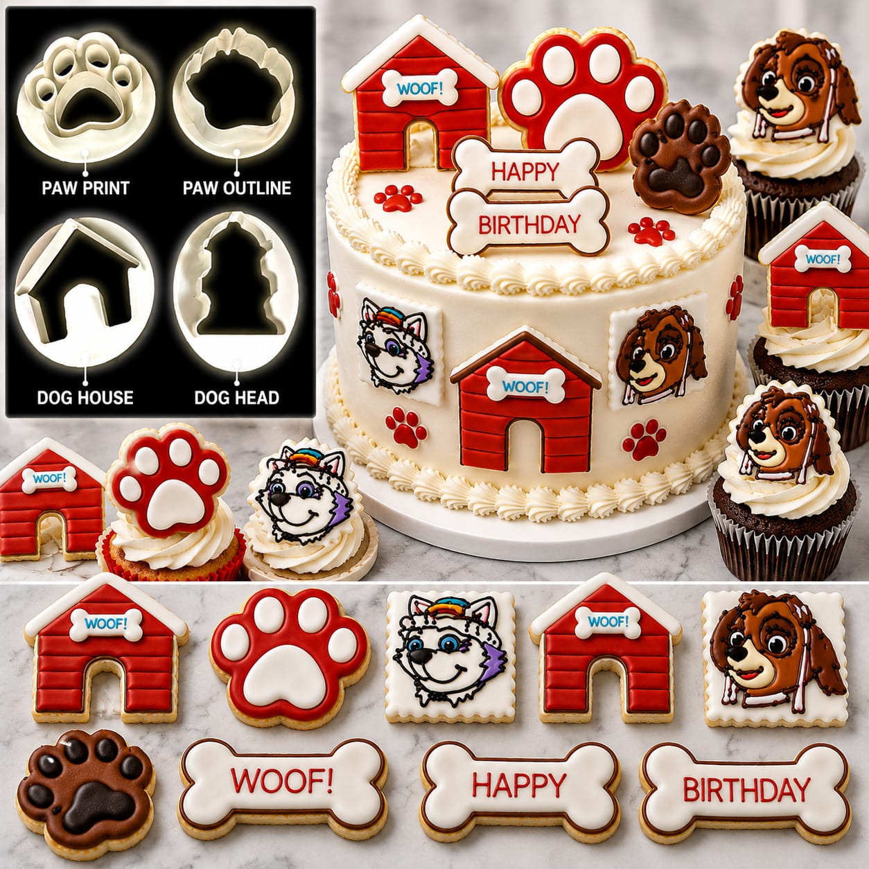 Bakewareind Dog House Paw Cookie Cutter,4pcs