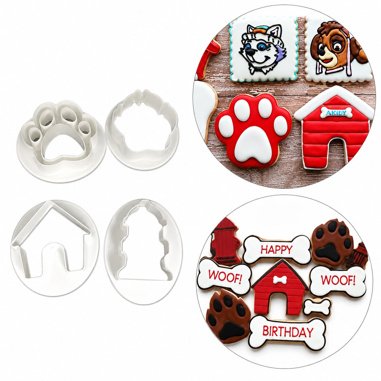 Bakewareind Dog House Paw Cookie Cutter,4pcs