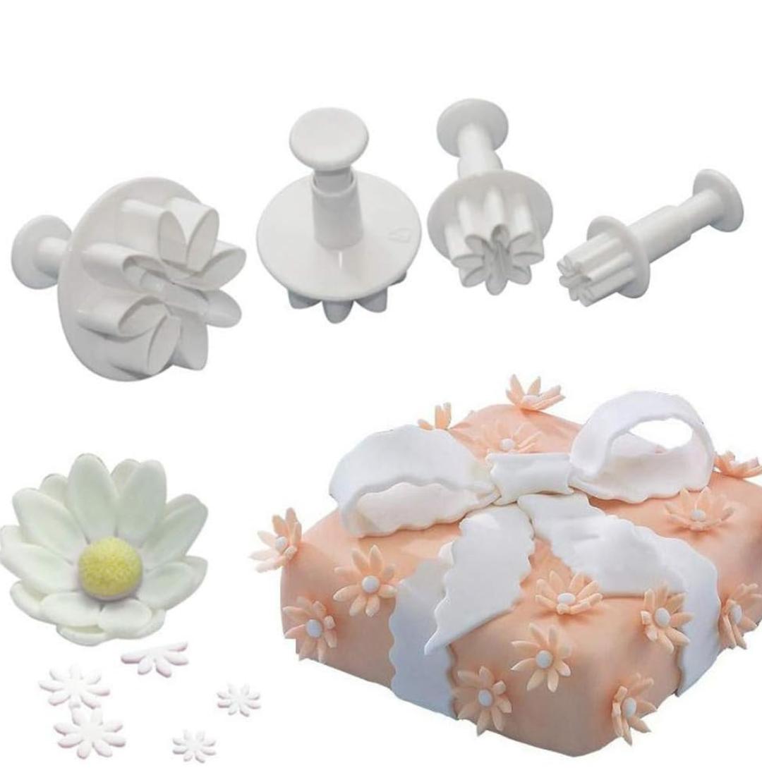 Bakewareind Daisy plunger cookie cutter 4pcs set