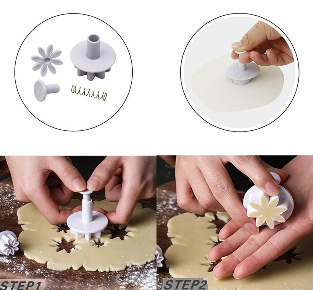 Bakewareind Daisy plunger cookie cutter 4pcs set