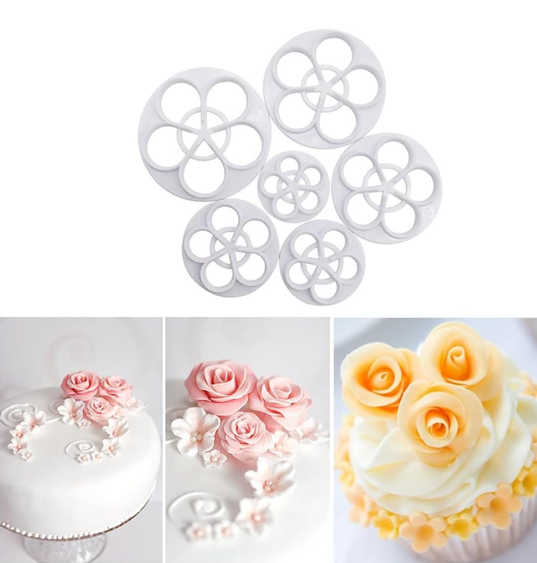 Bakewareind Rose Flower Petal Fondant Cutter Set, 6 pcs