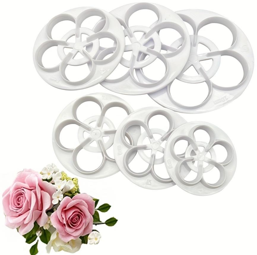 Bakewareind Rose Flower Petal Fondant Cutter Set, 6 pcs