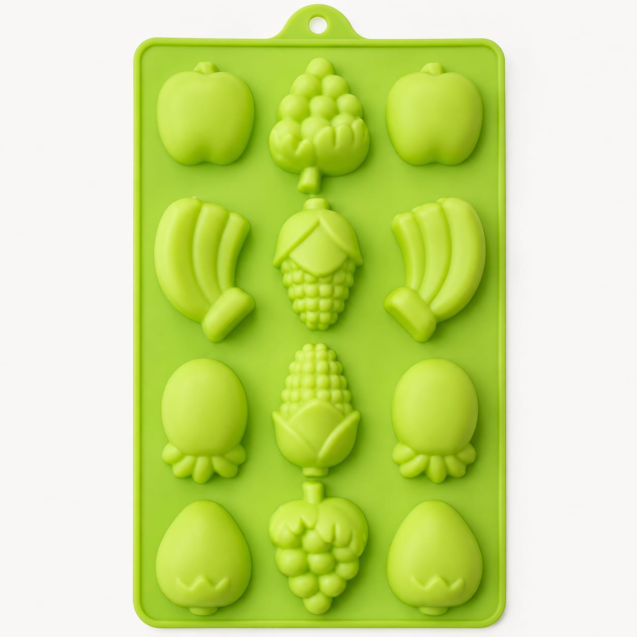 Bakewareind 3D Fruit Assorted Apple Banana Grapes Corn and Strawberry  Chocolate Silicone Mould