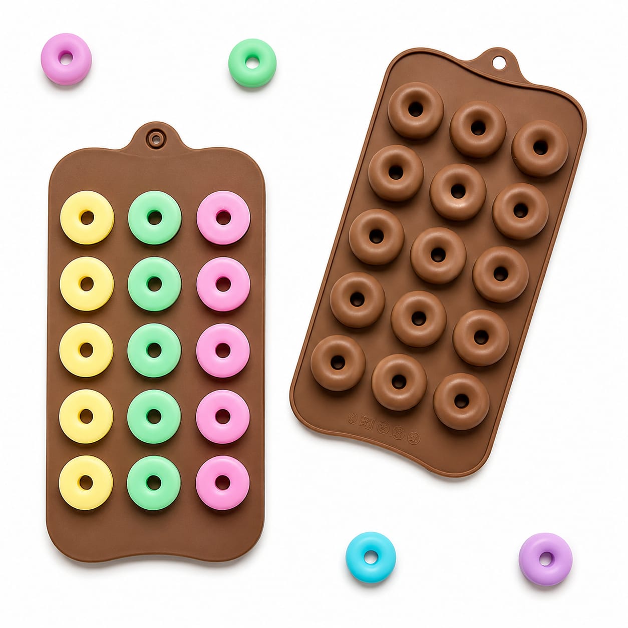 Bakewareind Mini Donut Silicone Chococlate Mould,  15 Cavity