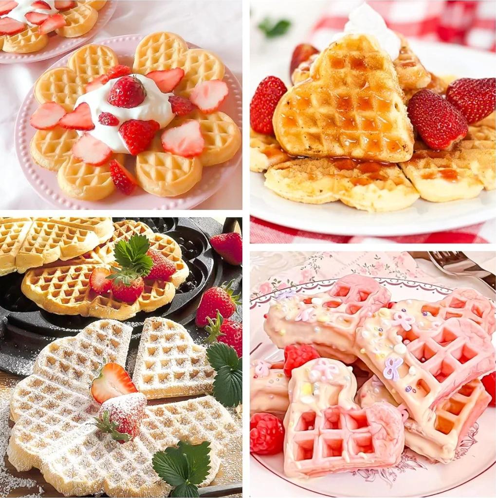 Bakewareind Heart Waffle Chocolate Silicone Mould, 5 Cavity