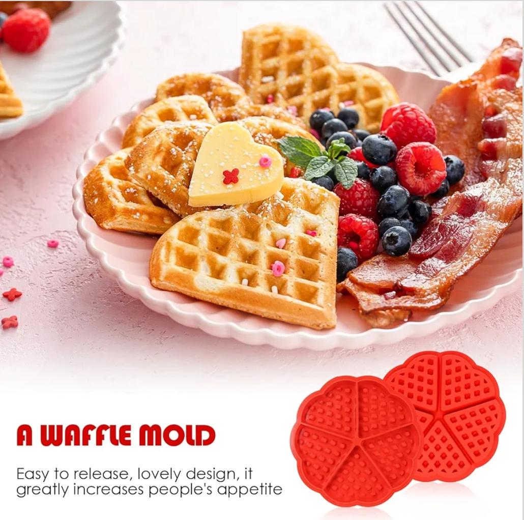 Bakewareind Heart Waffle Chocolate Silicone Mould, 5 Cavity