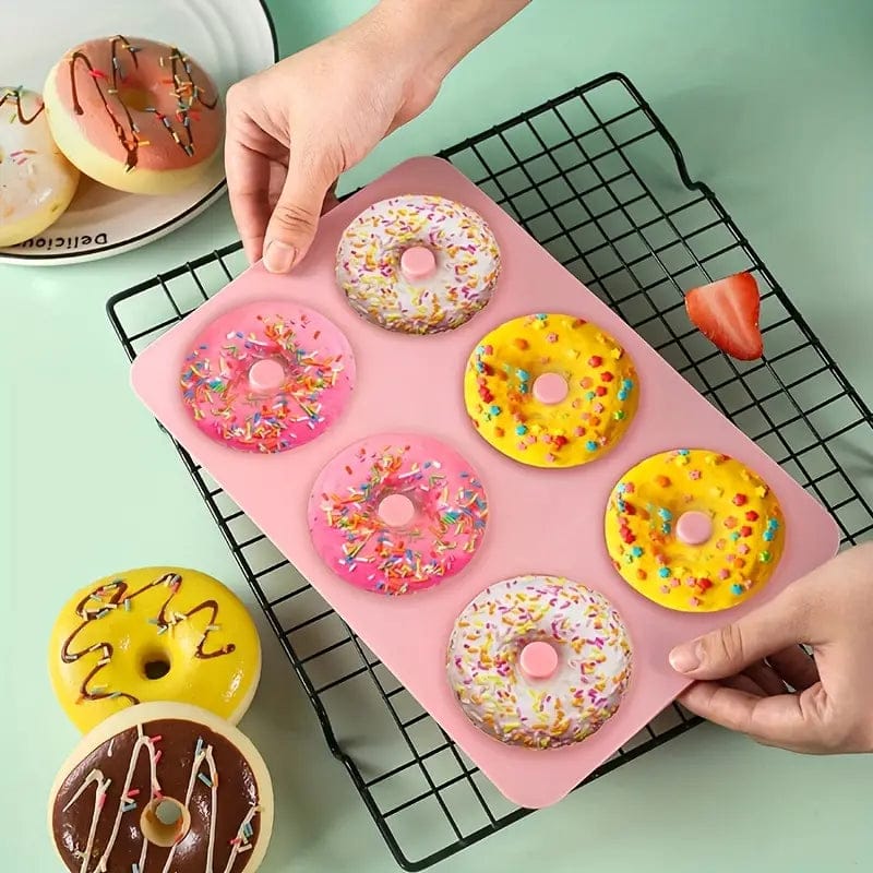Bakewareind Donut Silicone Chococlate Mould, 6 Cavity