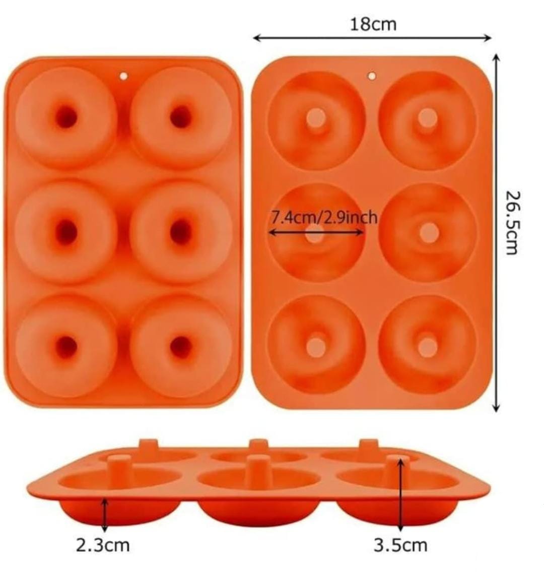 Bakewareind Donut Silicone Chococlate Mould, 6 Cavity