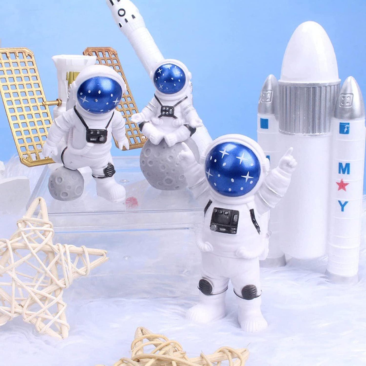 Bakewareind Astronaut Figurines Spaceman Cake Toy Topper, 3pcs