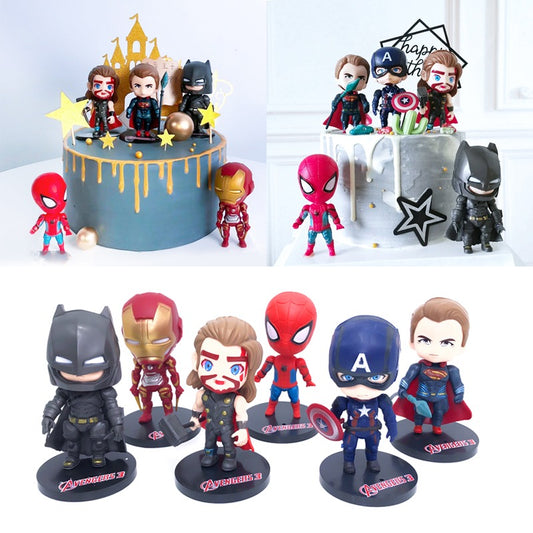 Bakewareind Marvel Avengers Batman, Spiderman & Iron Man Toy Cake Topper Set, 7pcs