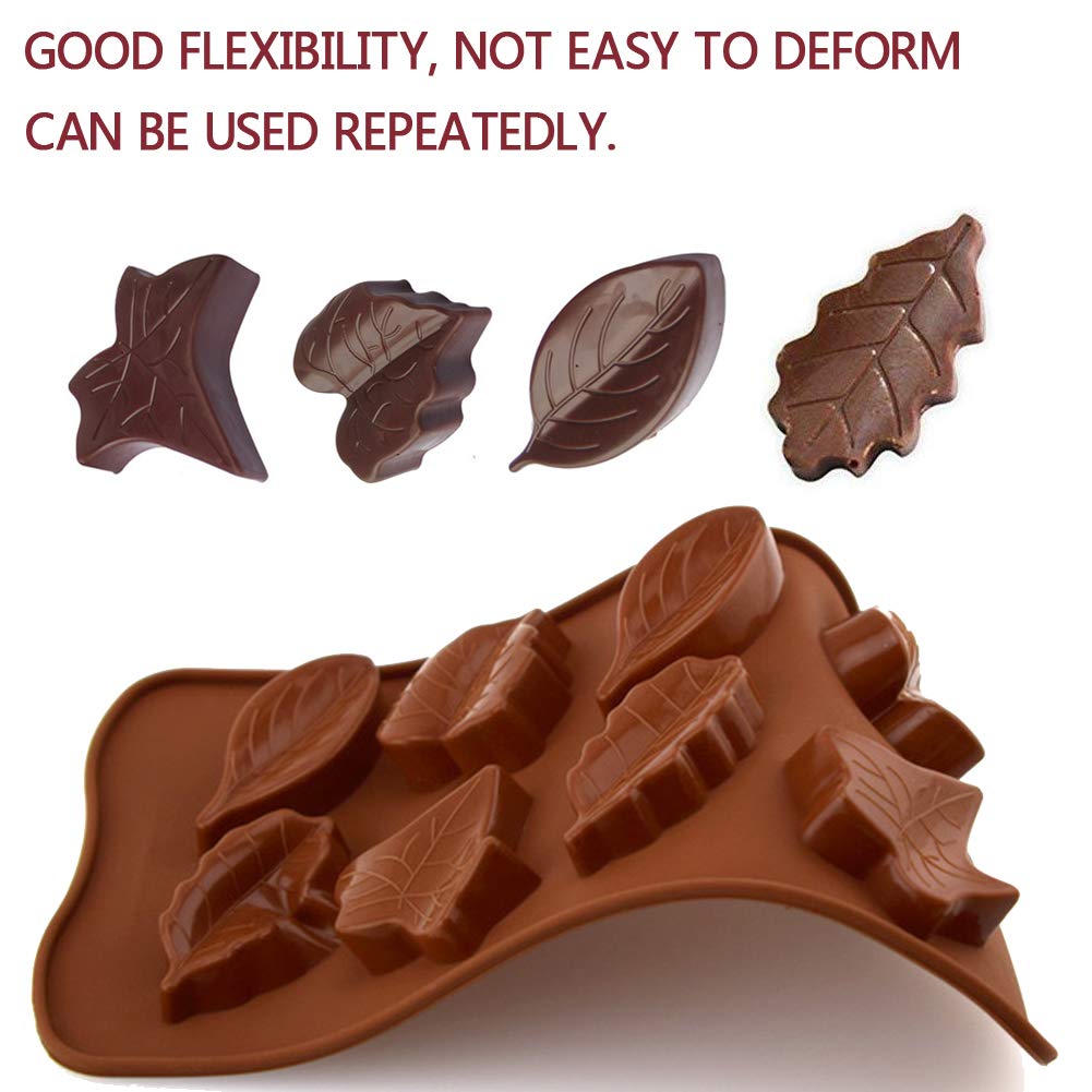 Bakewareind Assorted Leaves Shape Silicone Chocolate Mould, 8 Cavity