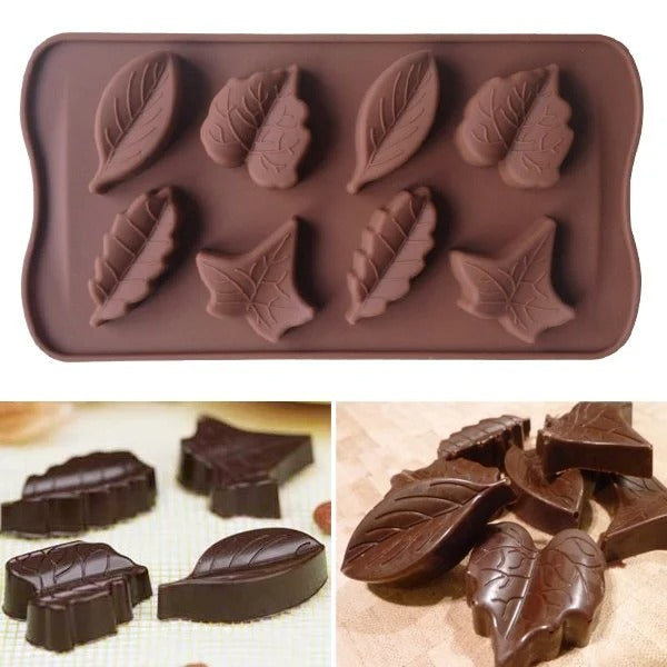 Bakewareind Assorted Leaves Shape Silicone Chocolate Mould, 8 Cavity