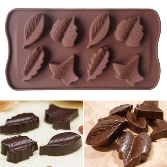 Bakewareind Assorted Leaves Shape Silicone Chocolate Mould, 8 Cavity