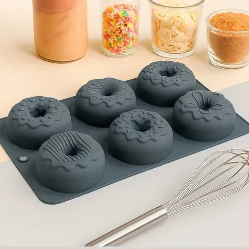 Bakewareind Assorted Donut Design Silicone Chocolate Mould, 6 Cavity