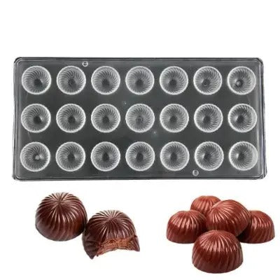 Bakewareind Swirl Dome Shape Polycarbonate Chocolate Mould, 21 cavity