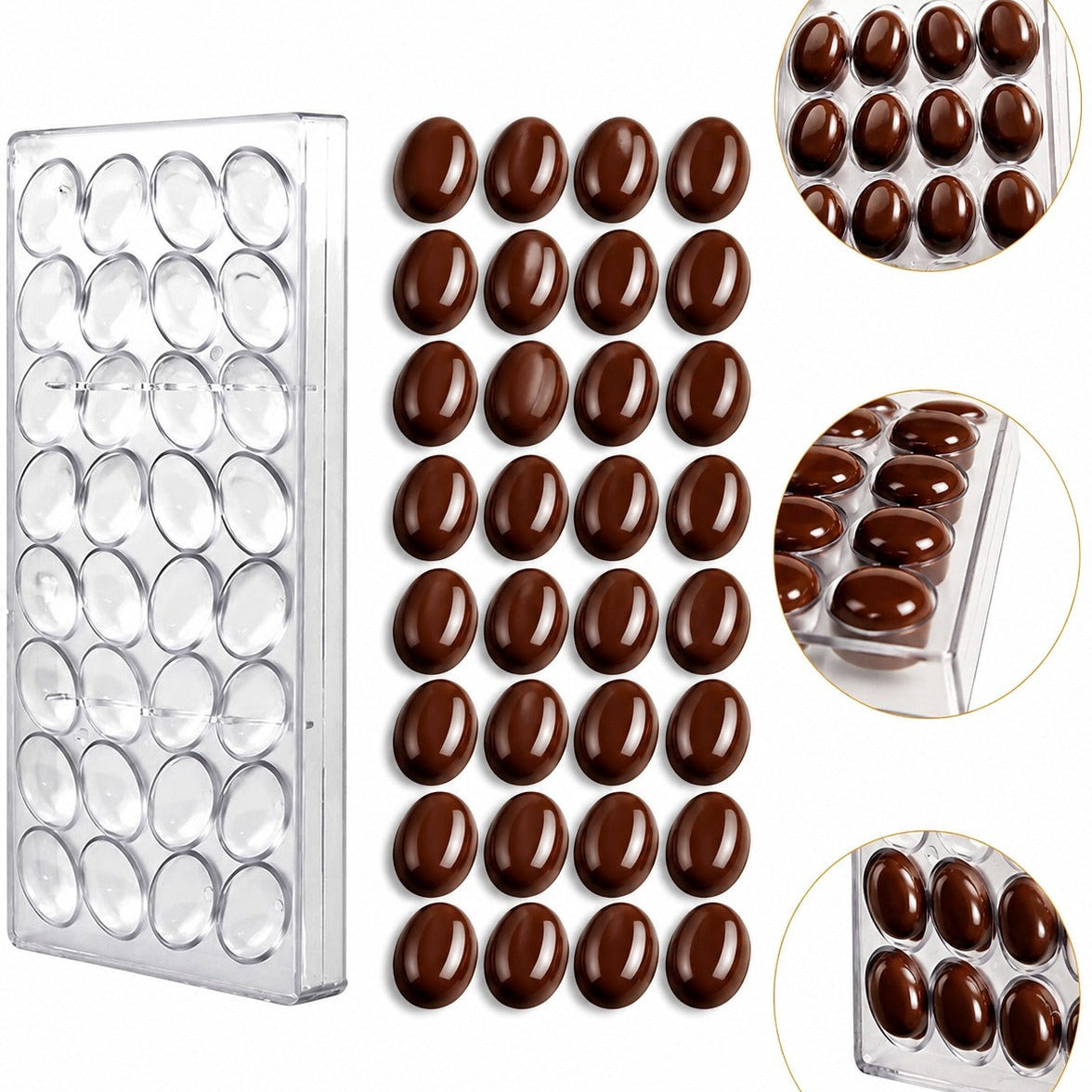 Bakewareind Oval Polycarbonate Chocolate Mould, 32 cavity
