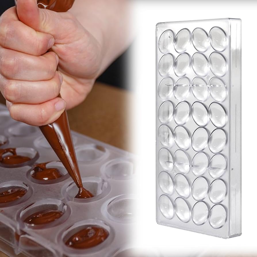 Bakewareind Oval Polycarbonate Chocolate Mould, 32 cavity