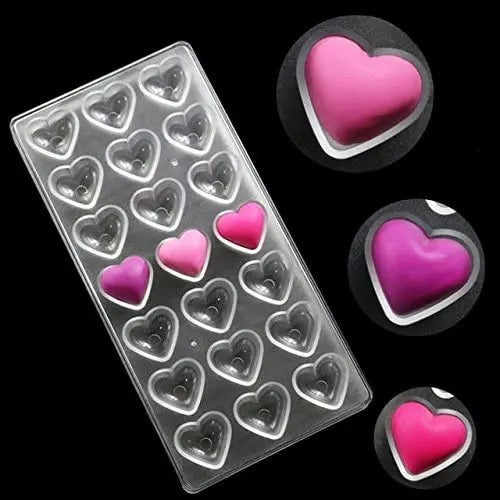 Bakewareind Heart Polycarboante Chocolate Mould, 21 cavity