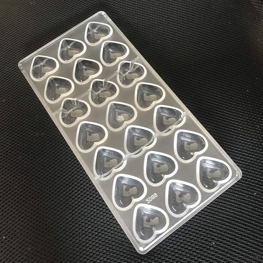 Bakewareind Heart Polycarboante Chocolate Mould, 21 cavity