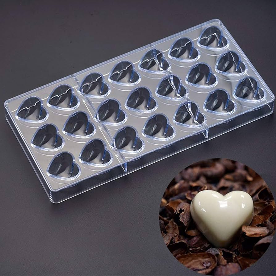 Bakewareind Heart Polycarboante Chocolate Mould, 21 cavity