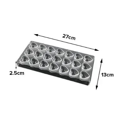 Bakewareind Heart Polycarboante Chocolate Mould, 21 cavity