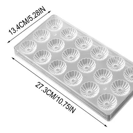 Bakewareind Flower Chocolate polycarbonate Mould, 18 Cavity