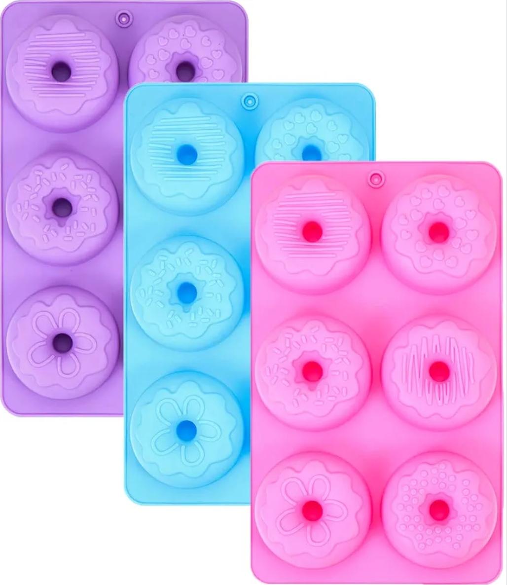 Bakewareind Assorted Donut Design Silicone Chocolate Mould, 6 Cavity