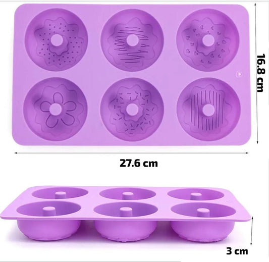 Bakewareind Assorted Donut Design Silicone Chocolate Mould, 6 Cavity