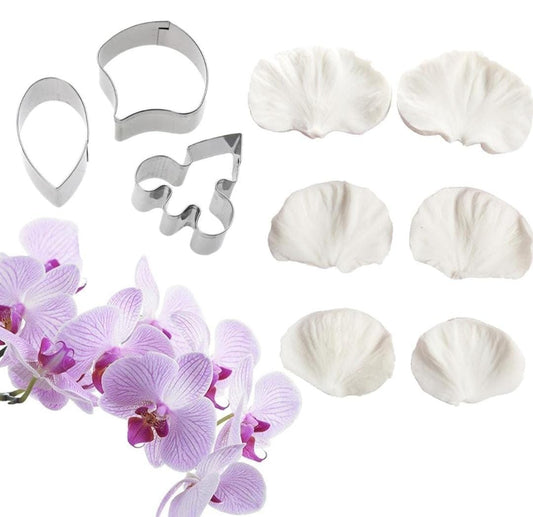 Bakewareind Orchid Petal Flower Veiner Silicone Mould & Stainless Cutter, {Select Design}