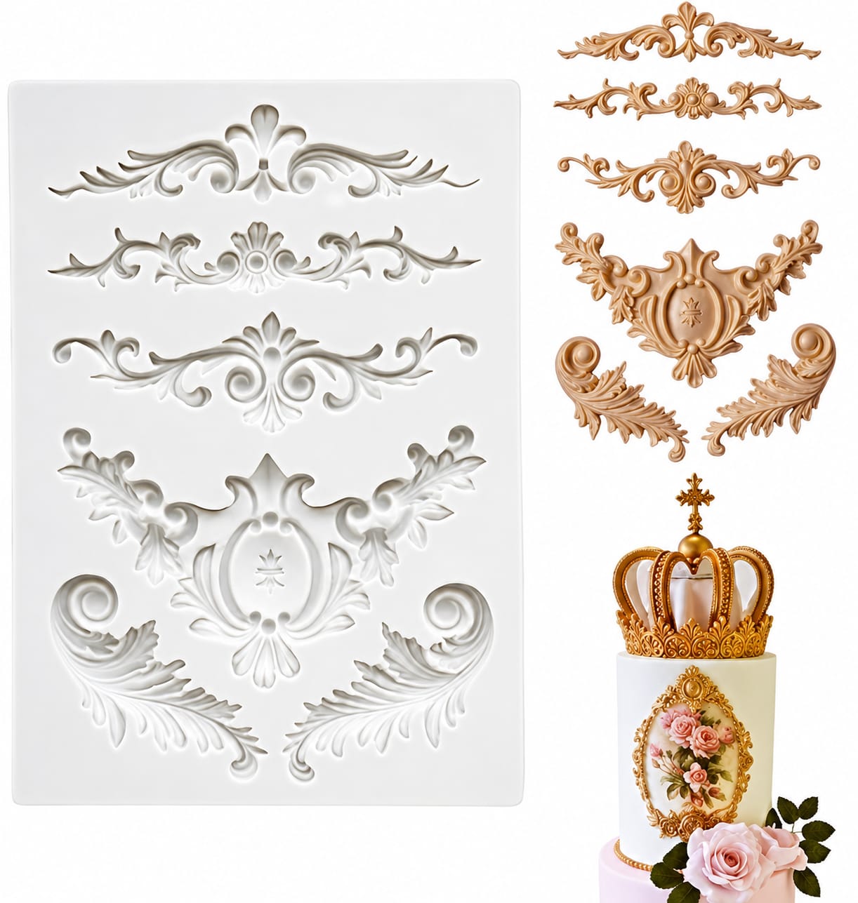Bakewareind Vintage Baroque Fondant Silicone Mould